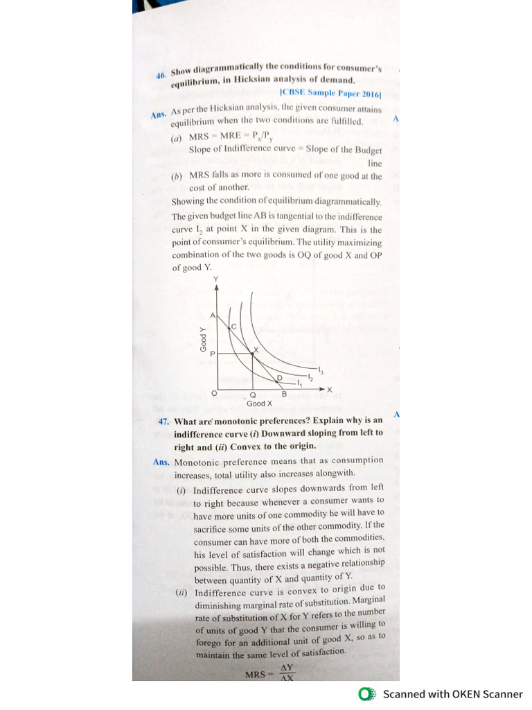 Consumer's Equilibrium - Some Important Questions | PDF