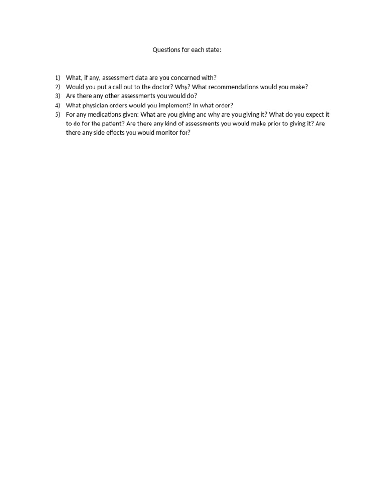 State-Specific Medical Assessment Questions | PDF