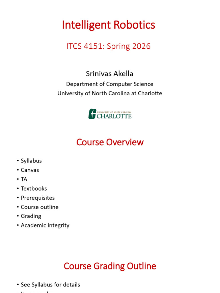 Intelligent Robotics Course Overview | PDF | Kinematics | Robot