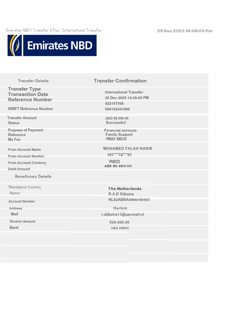 Emirates NBD International Transfer Guide | PDF