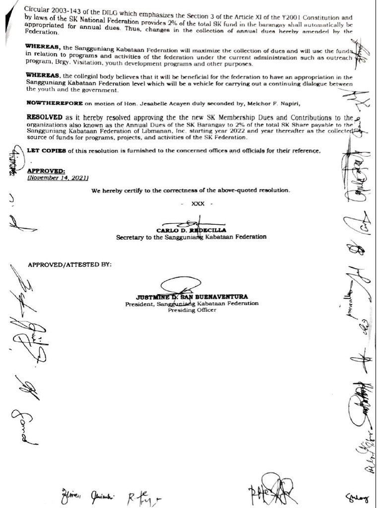 Resolution Sk Membership | PDF