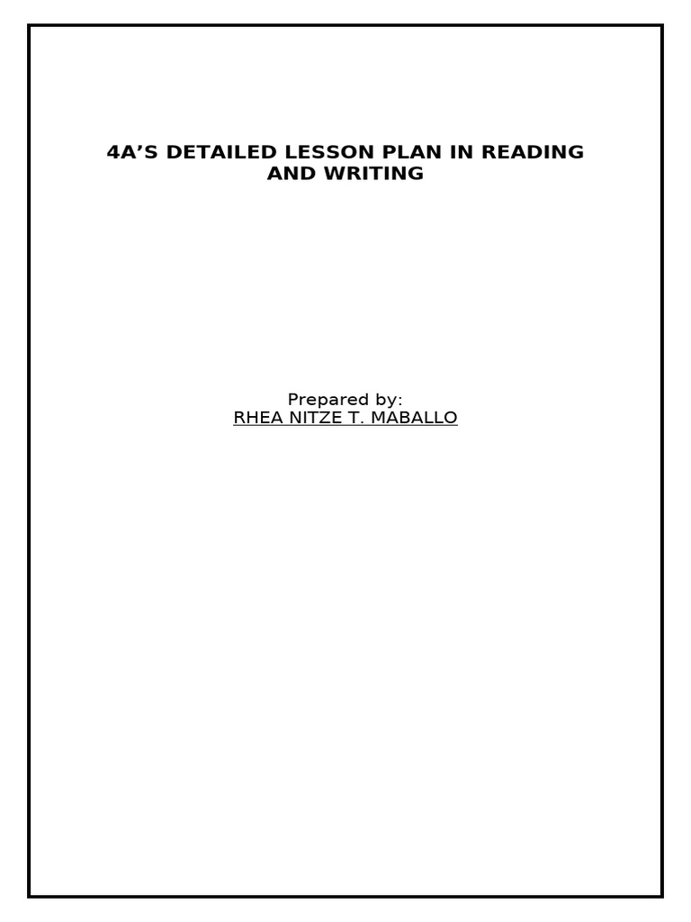 4A's Reading and Writing Lesson Plan | PDF | Literacy | Learning