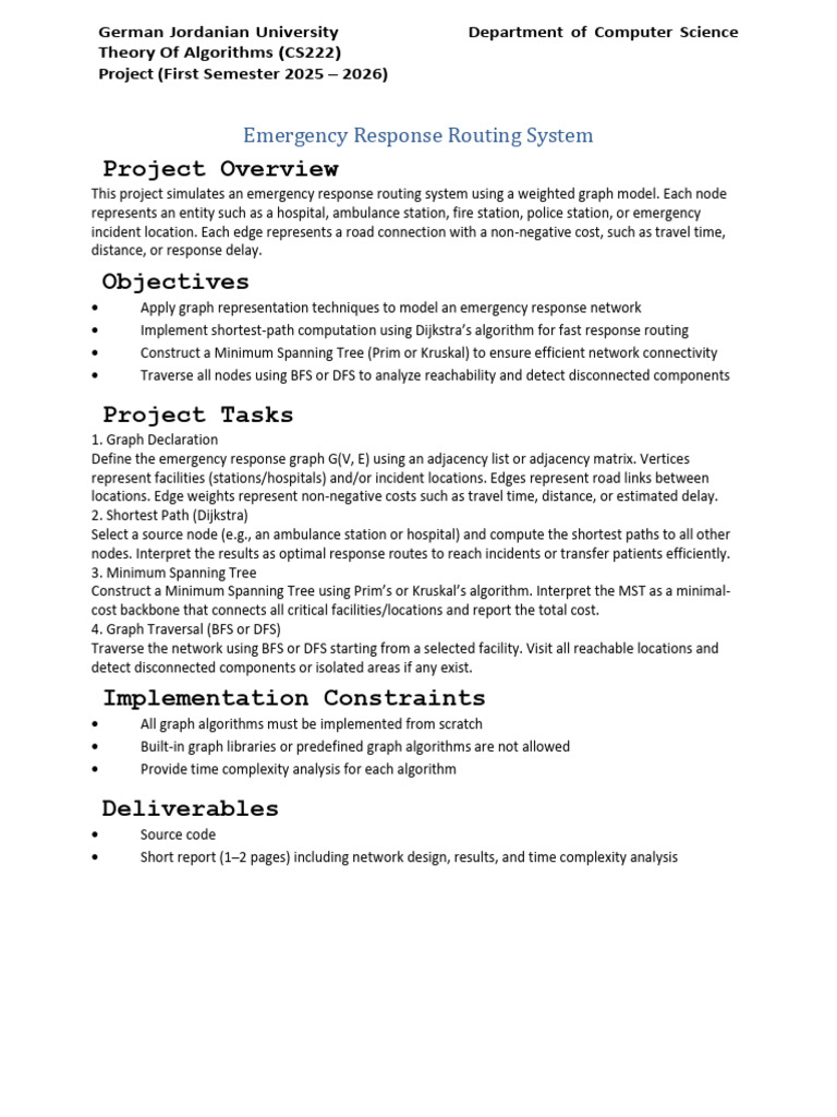 Emergency Response Routing System Project | PDF | Algorithms ...