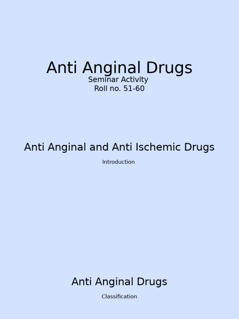 Anti Anginal Drugs | PDF