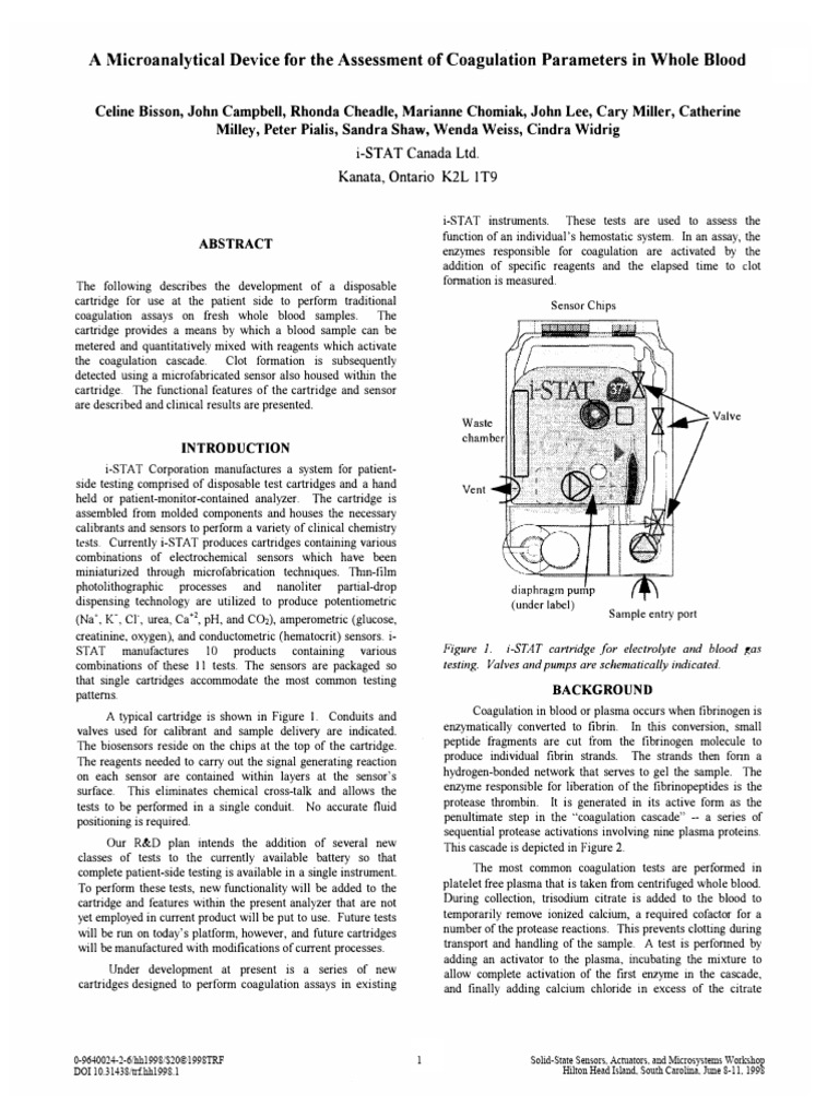 A Microanalytical Device for the Assessm | PDF | Coagulation | Blood