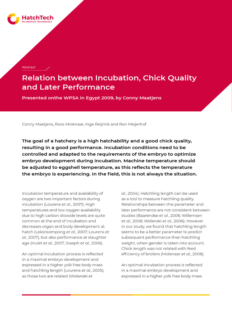 Incubation Impact on Chick Quality | PDF | Zoology