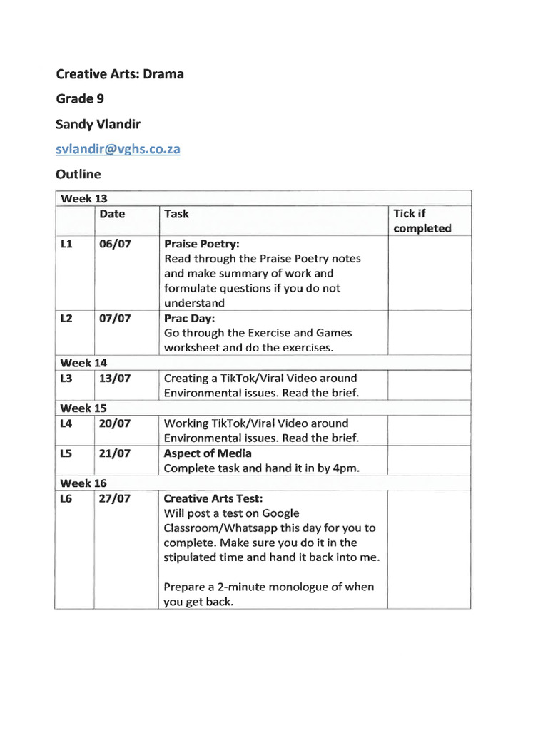 Grade 9 Drama Task | PDF
