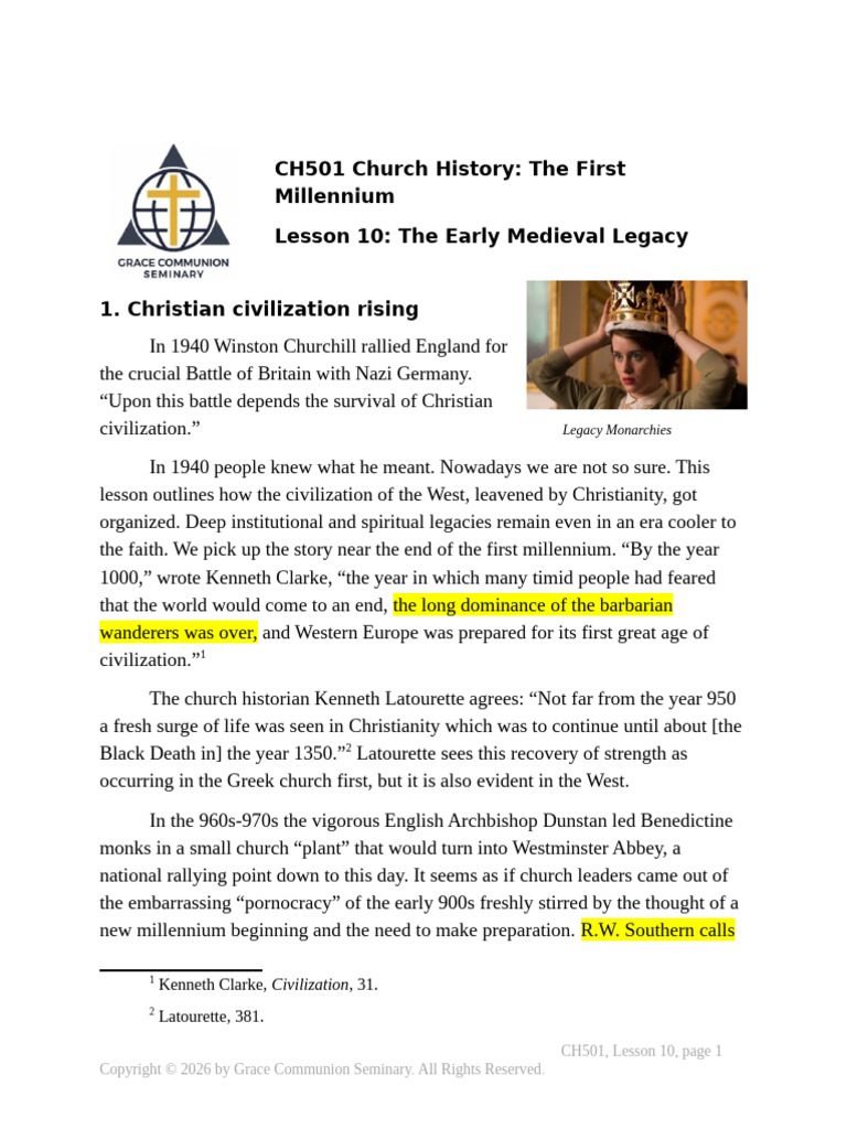 CH501-10 the Early Medieval Legacy | PDF | Millennialism | Celibacy