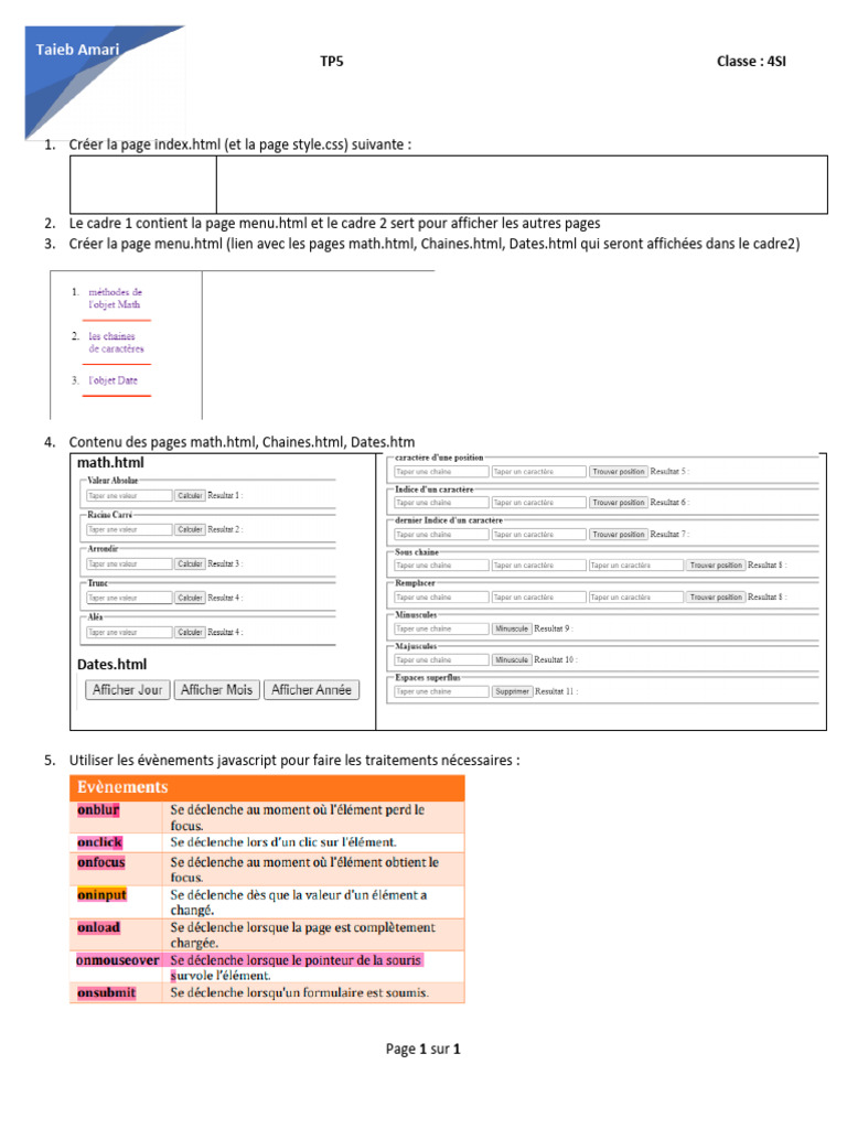 Création d'un site web avec HTML et JS | PDF