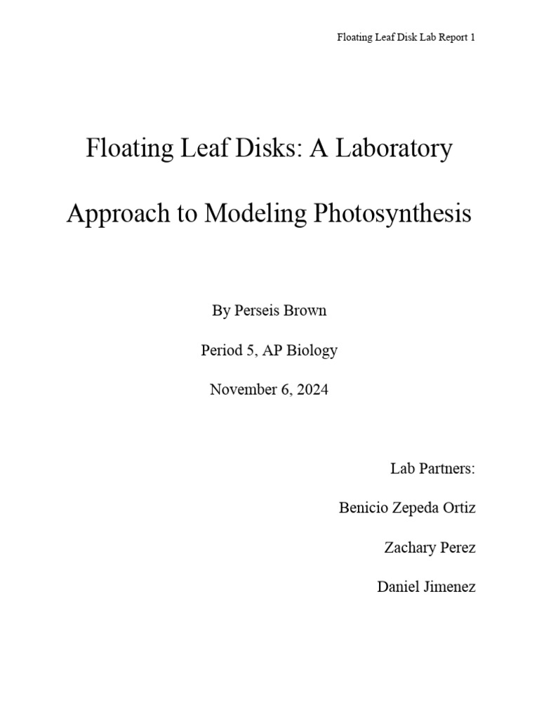 Floating Leaf Disks and Photosynthesis Lab | PDF | Photosynthesis | Biology