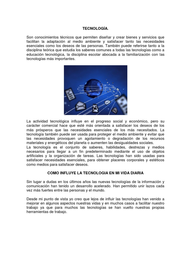 Como Influye La Tecnologia en Mi Vida Diaria
