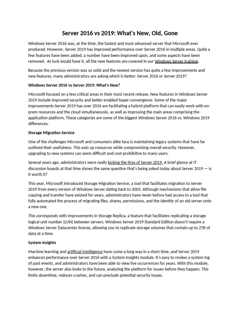 Windows Server 2016 vs 2019: Key Differences | PDF | Computer Network ...