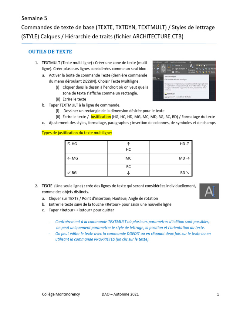 Commandes de texte et calques en DAO | PDF | Police d'écriture | Graphisme