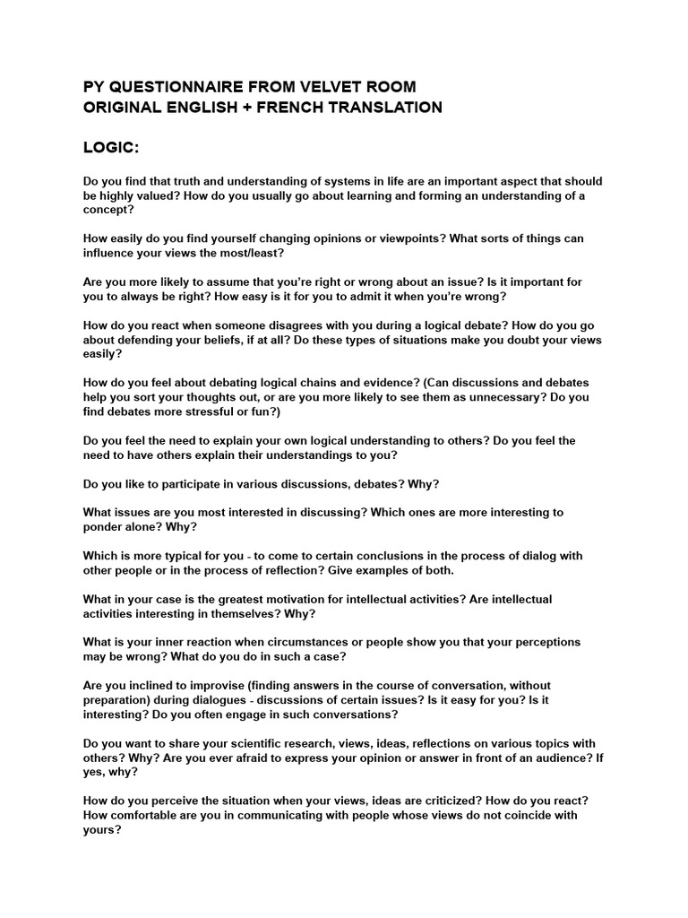 Py Questionnaire Blank | PDF | Feeling | Pleasure