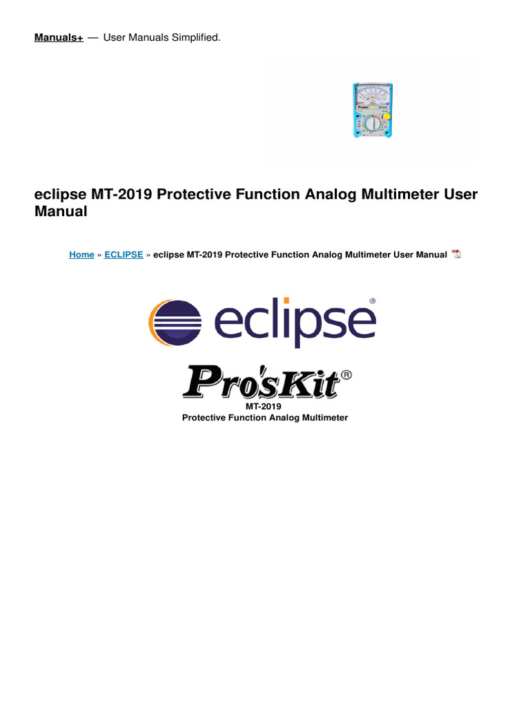 Eclipse MT-2019 Analog Multimeter Manual | PDF | Computer Engineering ...