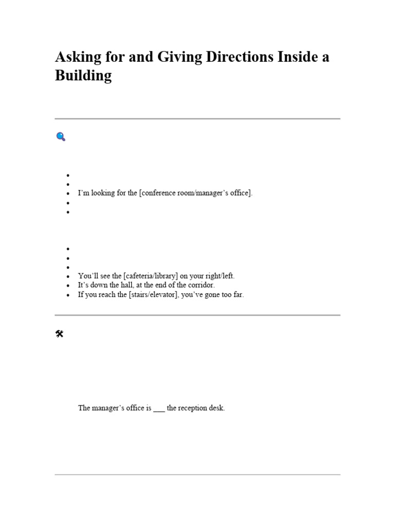Directions Inside a Building Guide | PDF