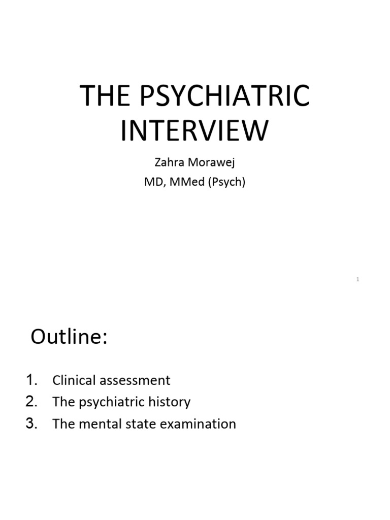 Psychiatric Interview Techniques Guide | PDF | Psychiatry | Validity ...