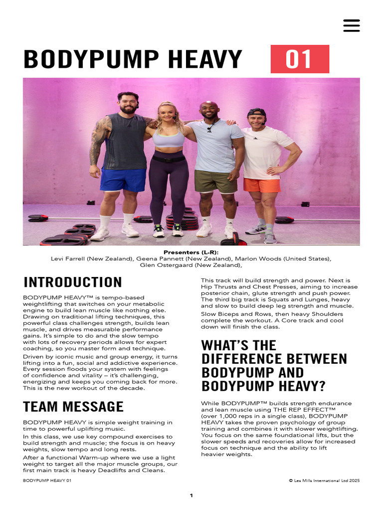 BODYPUMP HEAVY 01: Strength Training Class | PDF | Strength Training | Foot