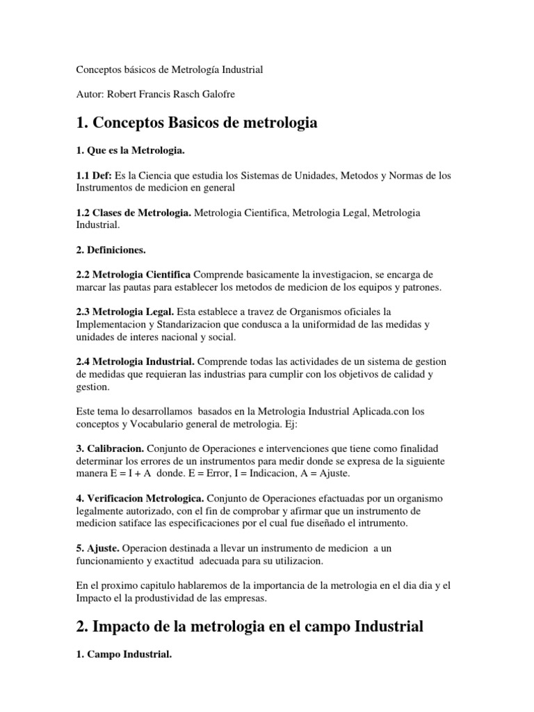 Conceptos Básicos de Metrología Industrial | PDF | Metrología | Kilogramo