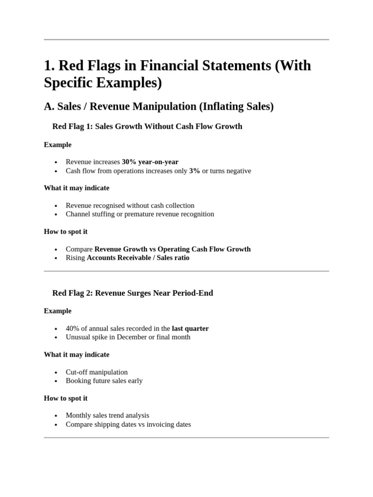 Financial Statement Red Flags Explained | PDF | Revenue | Dividend