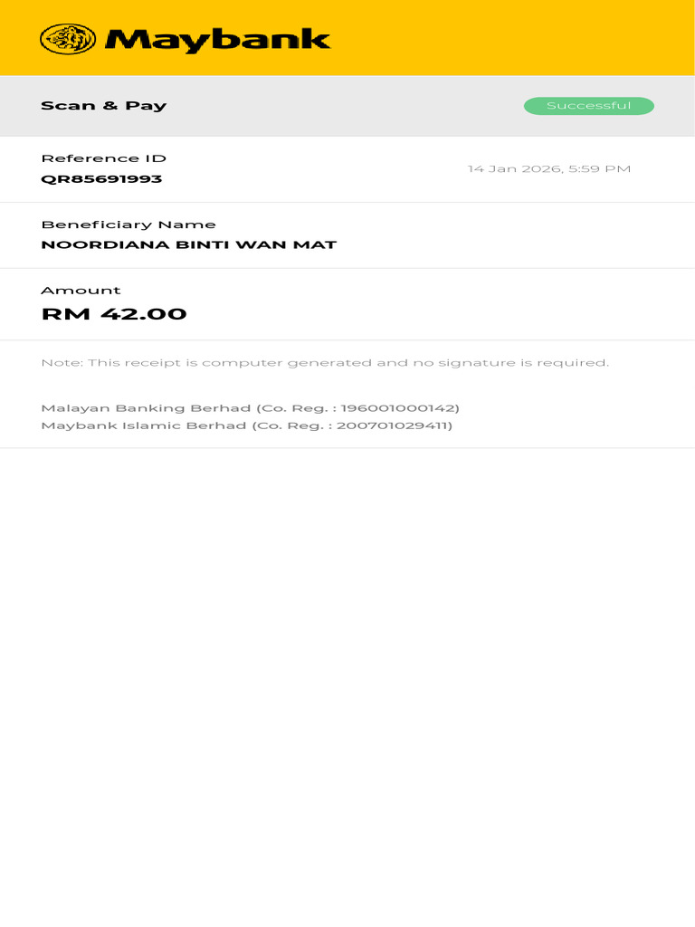 Scan & Pay Receipt - RM 42.00 | PDF