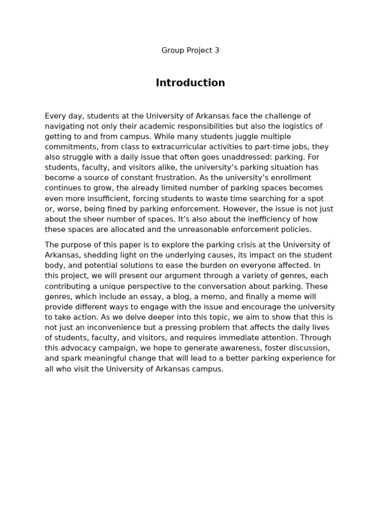 Project 3 draft | PDF | Memorandum | Parking