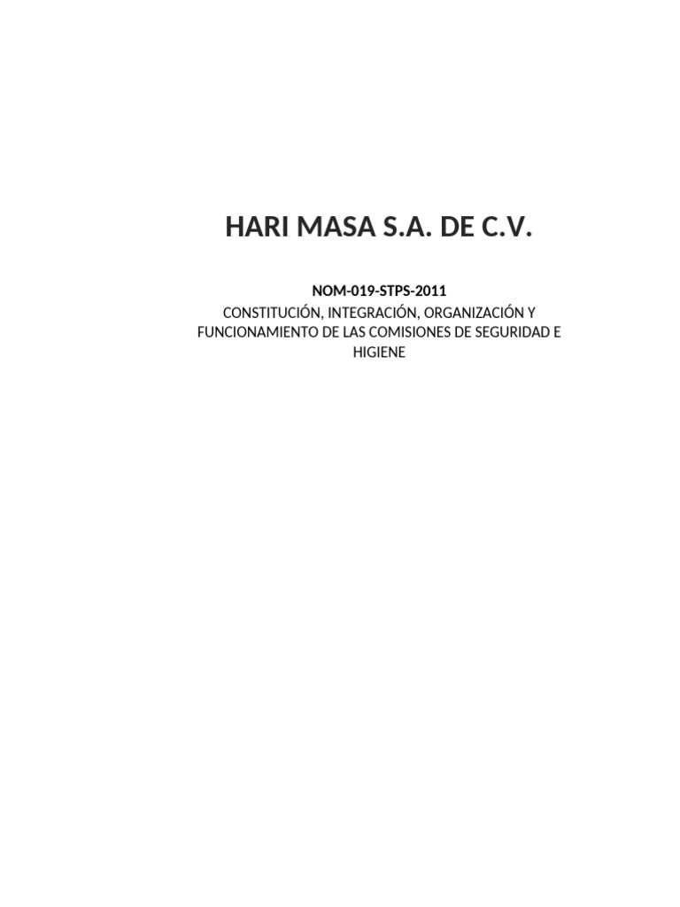 MACHOTE NOM-019-STPS-2011 | PDF | Seguridad y salud ocupacional ...