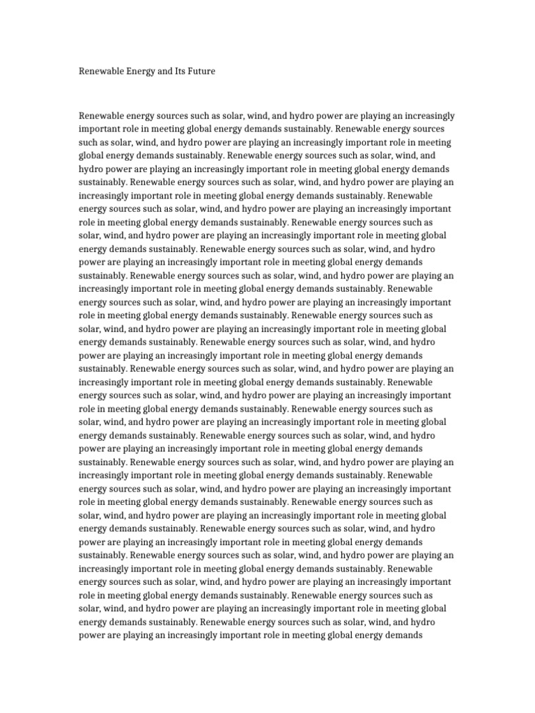 Future of Renewable Energy Sources | PDF | Energy Development ...
