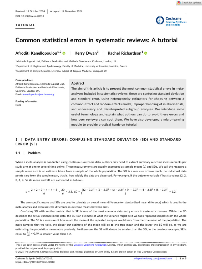 Common Statistical Errors in Reviews | PDF | Standard Deviation | Variance