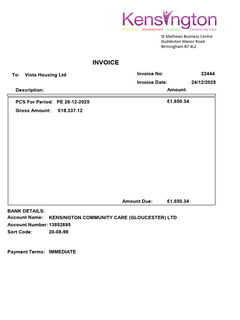 Kensington Invoice | PDF