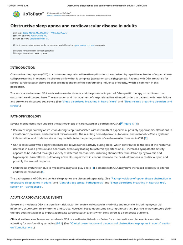 Obstructive Sleep Apnea and Cardiovascular Disease in Adults - UpToDate ...