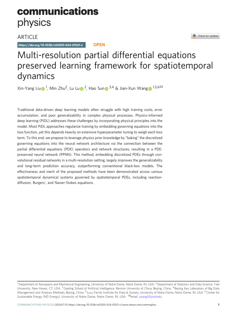 PDE-Preserved Neural Network for Dynamics | PDF | Partial Differential ...