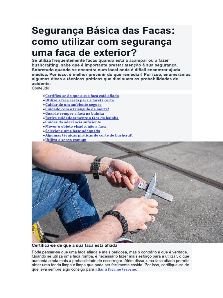 Dicas de Segurança para Uso de Facas Exteriores | PDF | Faca | Martelo
