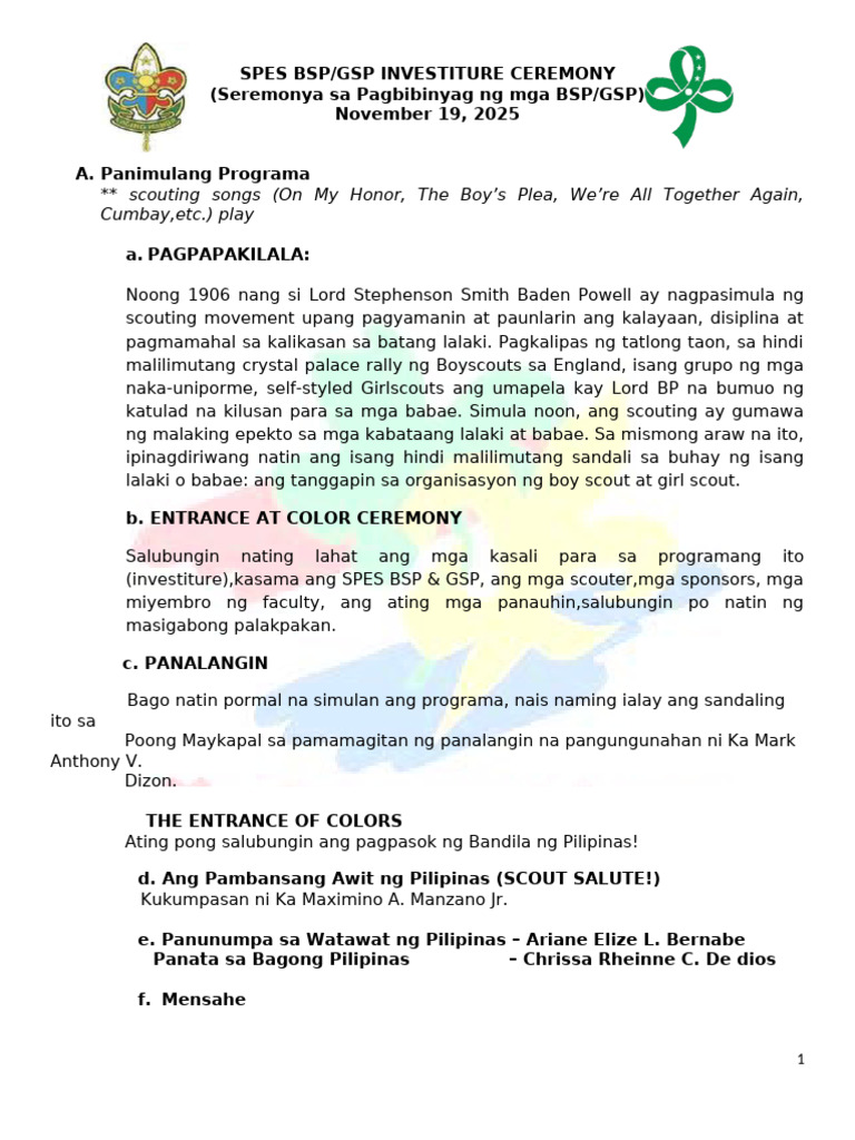 Investiture Ceremony 2025 | PDF