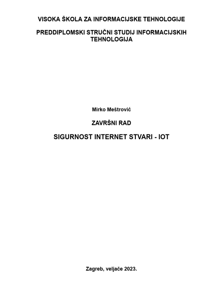 Sigurnost - Internet - Stvari - Iot | PDF