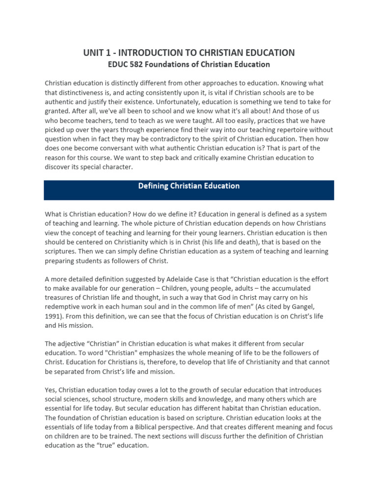 Foundations of Christian Education Explained | PDF | Salvation | Jesus