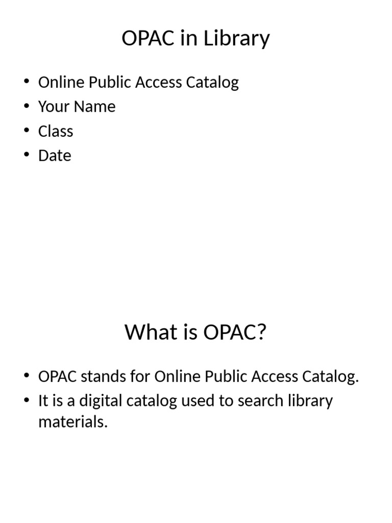 OPAC in Library Presentation | PDF