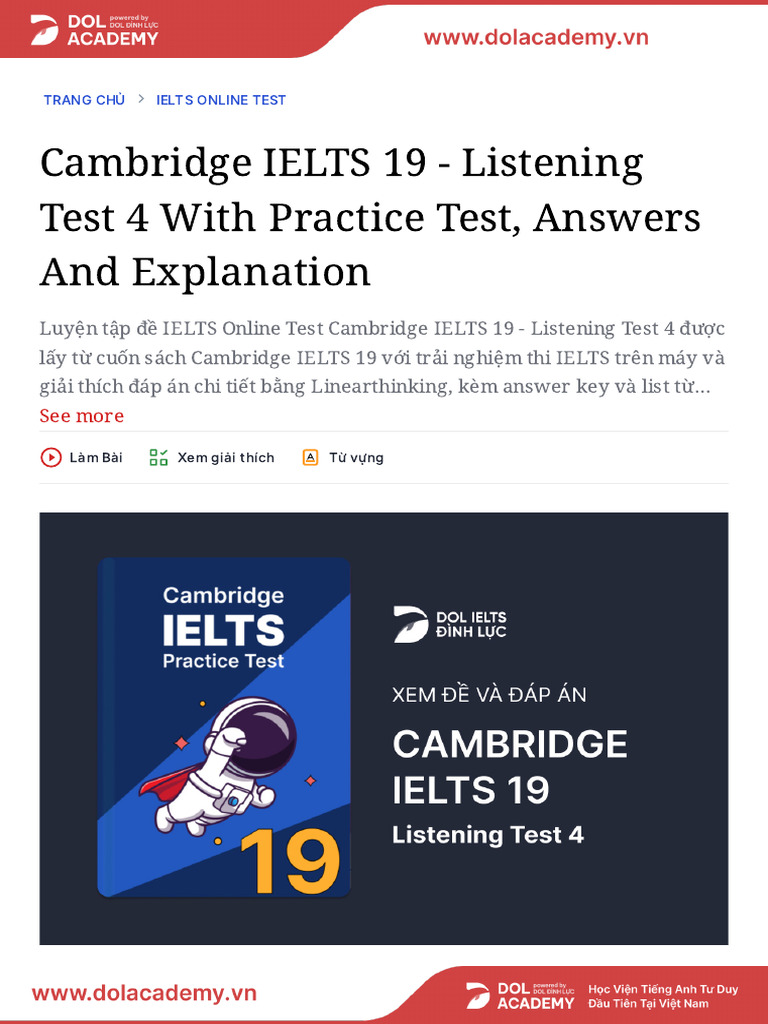 Cambridge IELTS 19 Listening Test 4 | PDF | Biodiversity | Forests