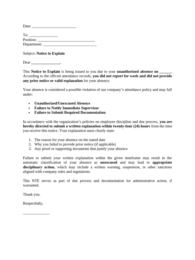 Notice to Explain | PDF