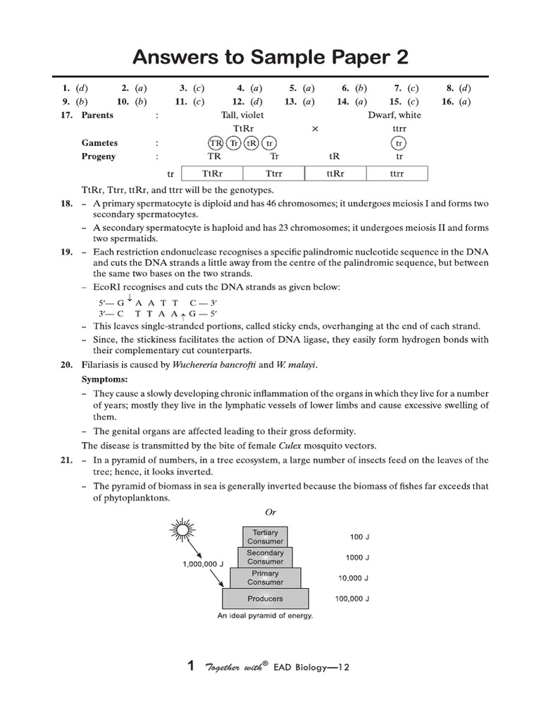 Cbse Cl12 Ead Biology 2026 Edition Ans To SP 2 | PDF