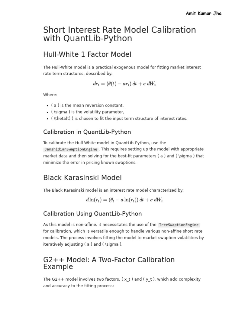 Hull-White Model Calibration Guide | PDF | Implied Volatility | Applied ...