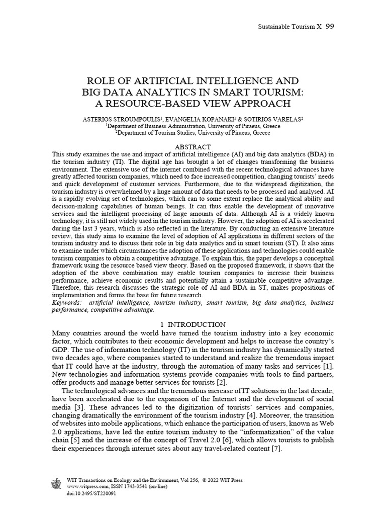 AI and Big Data in Smart Tourism | PDF | Artificial Intelligence ...