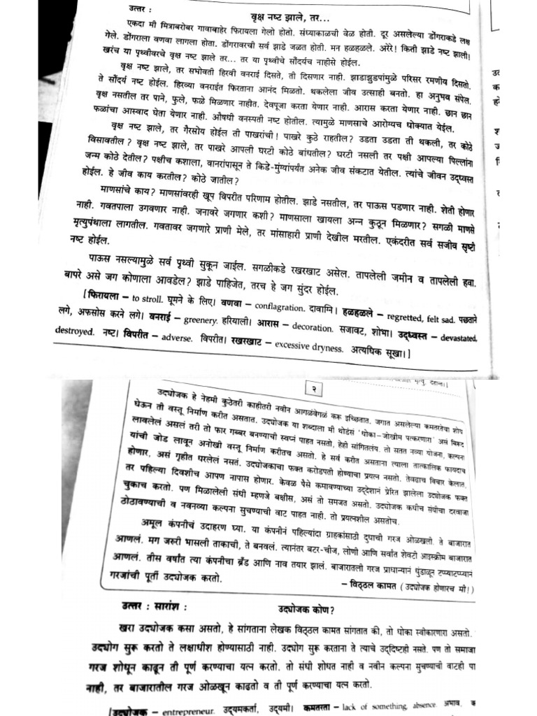 Marathi Assignment 9th STD | PDF
