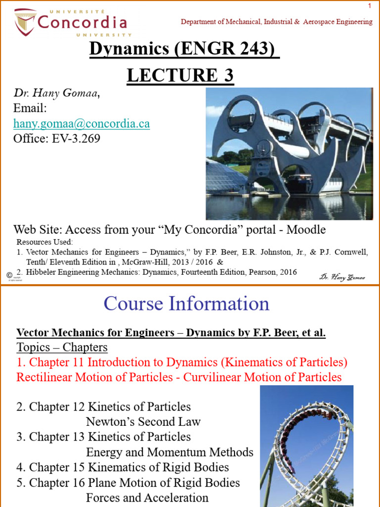 Dynamics Lecture Notes by Dr. Gomaa | PDF | Acceleration | Velocity