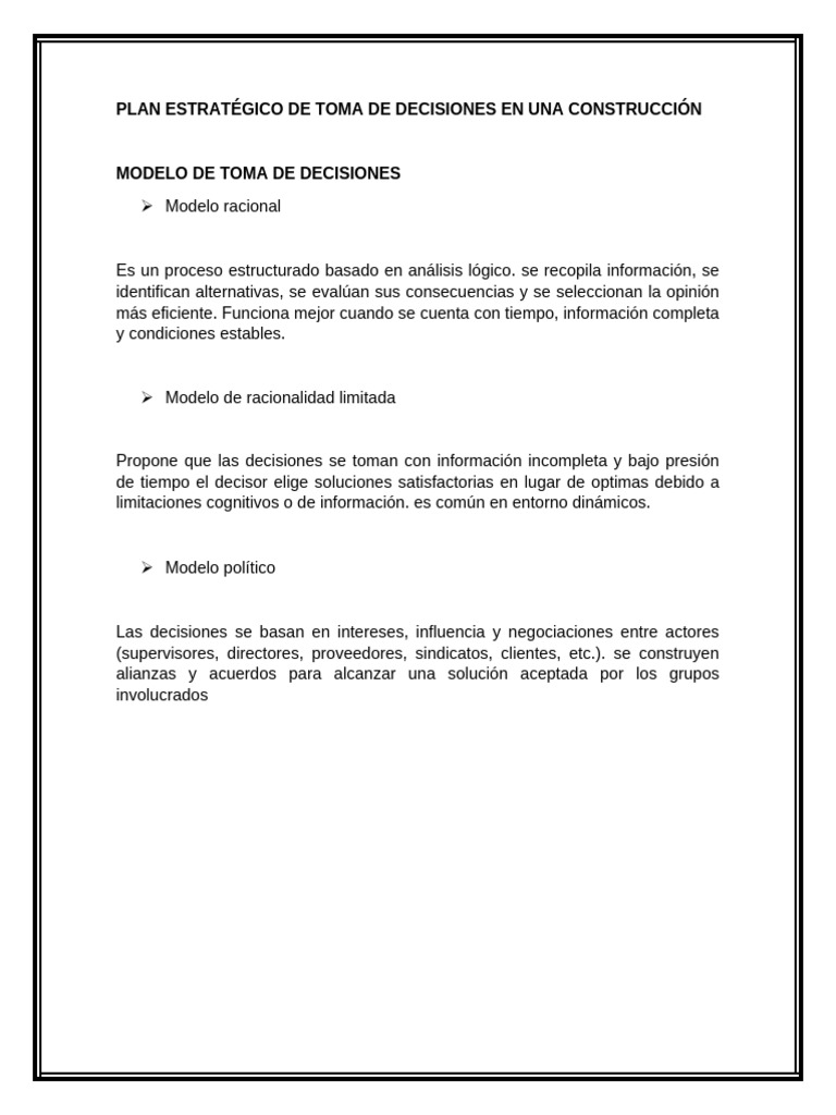 Estrategias de Decisión en Construcción | PDF | Toma de decisiones ...