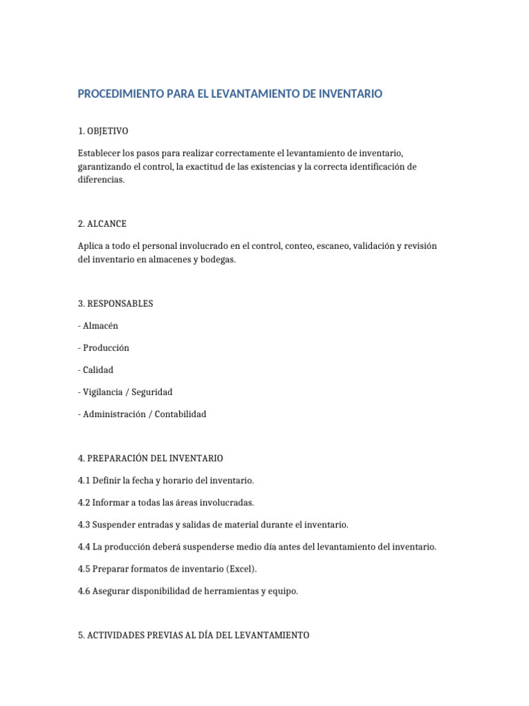 Procedimiento de Levantamiento de Inventario | PDF | Informática