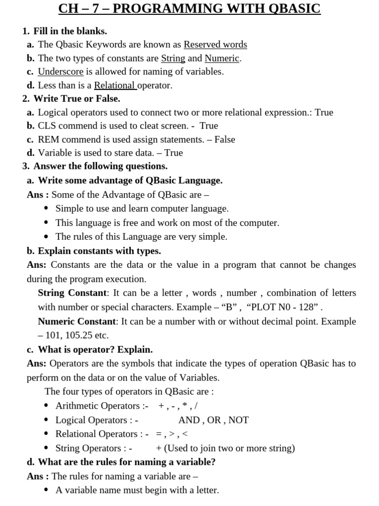 QBasic Programming Basics Explained | PDF