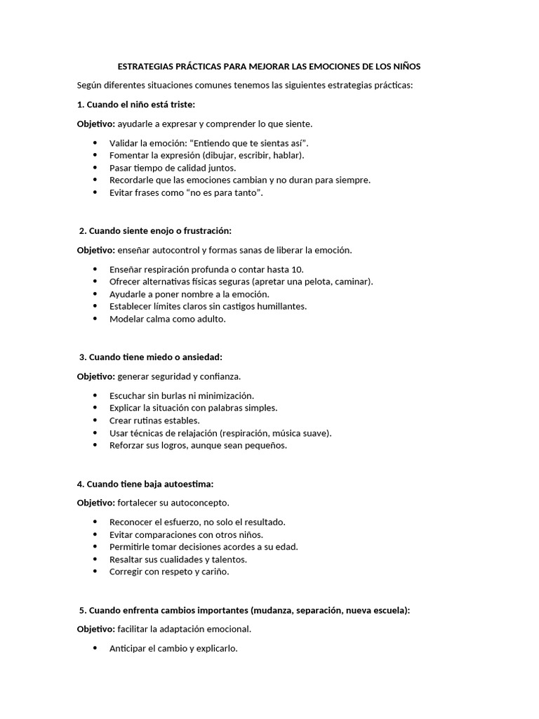 Estrategias Prácticas para Mejorar Las Emociones de Los Niños | PDF ...