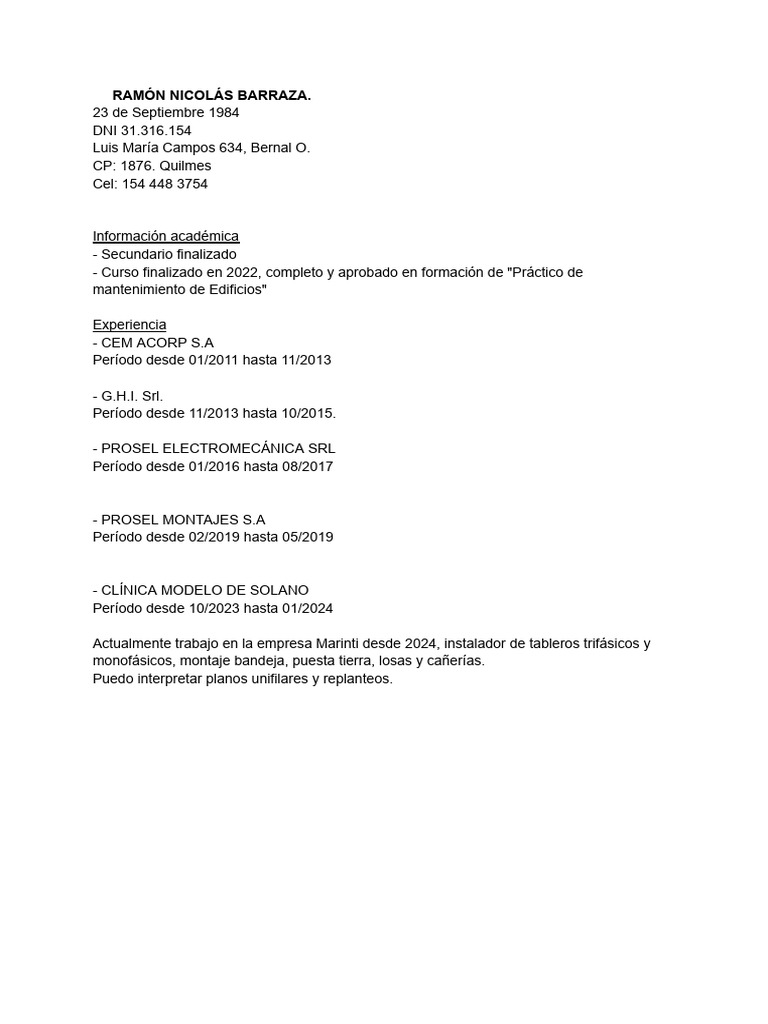 Ramón Barraza Cv | PDF