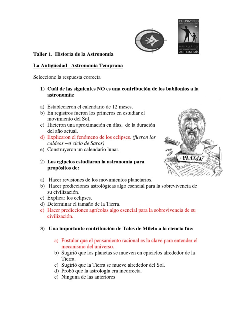 Preguntas sobre la Historia de la Astronomía | PDF | Heliocentrismo ...